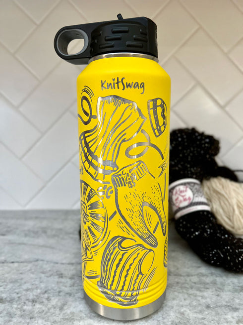 Laser Engraved Knitting Pattern 40 Oz Water Bottle
